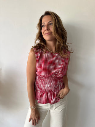 Red vichy top
