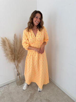 Pink hearts yellow dress