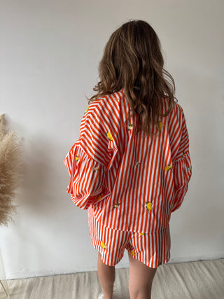 Orange striped lemon comfy set