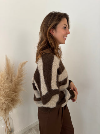 Brown beige striped knit