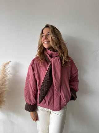 pink scarf jacket