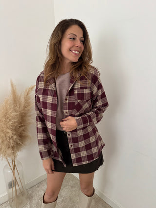 Burgundy checked shirt