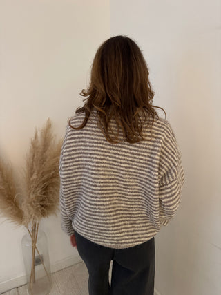 Super soft taupe striped knit