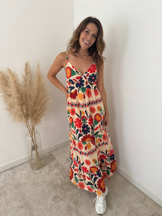 Colorful flowers maxi dress