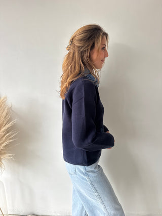 Denim details navy knit
