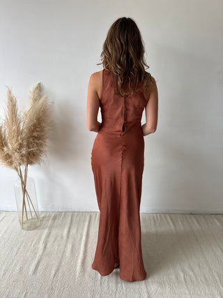 Terracotta silky dress