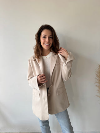 Beige open back blazer