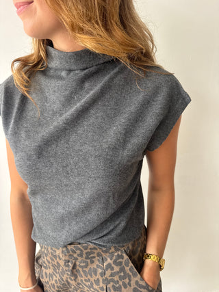 Soft grey turtleneck top