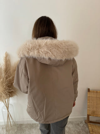 Taupe short winter jacket