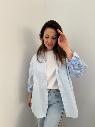 Striped back blue shirt