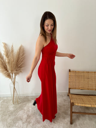 Red classy drape dress