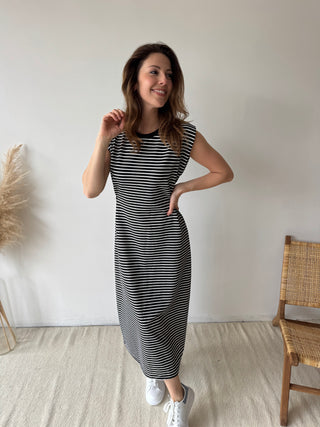 Black striped maxi dress