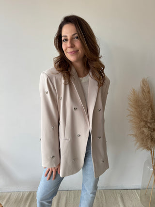 Silver hearts beige blazer