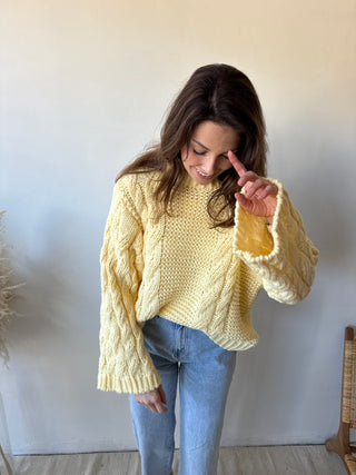 Yellow cable knit
