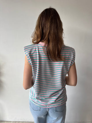 Pink turquoise sleeveless top
