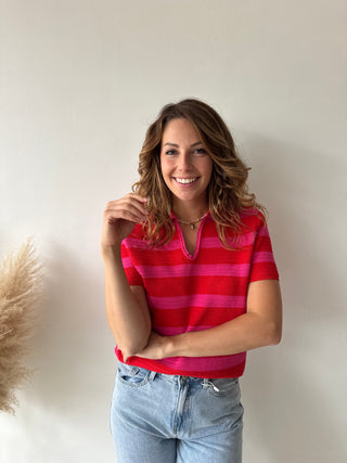 Fuchsia pink striped top