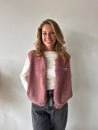 Old pink teddy vest