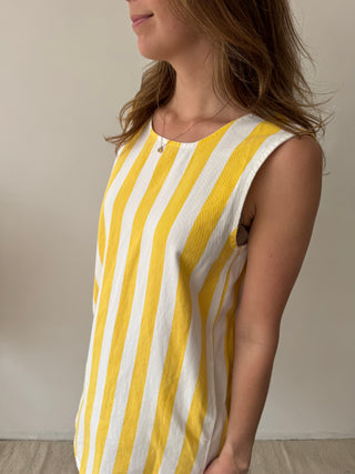 Yellow stripes denim dress
