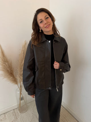 Brown faux leather jacket