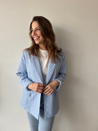 Blue white striped blazer