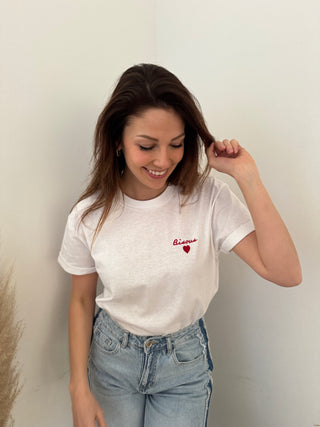 White bisous tee