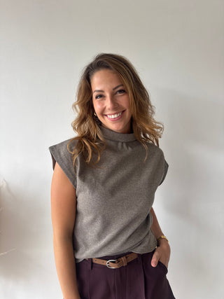 Soft taupe turtleneck top
