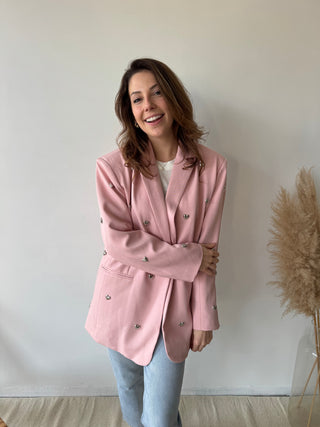 Silver hearts pink blazer
