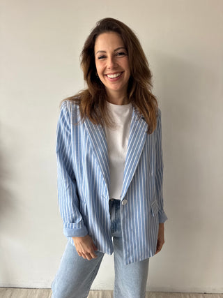 Blue white striped blazer