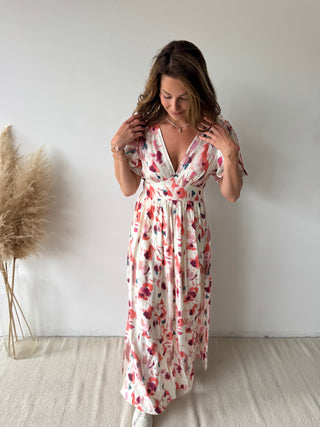 Peach green maxi dress