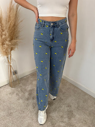 Yellow lemons denim pants