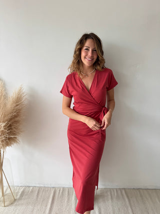 Terracotta knot split dress