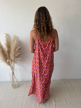Pink orange flowy dress