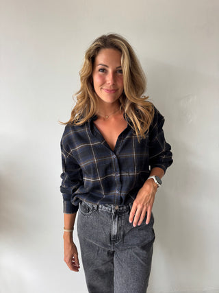 Blue brown checked shirt