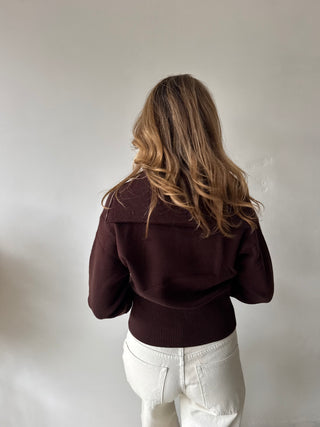 Brown zipper knit
