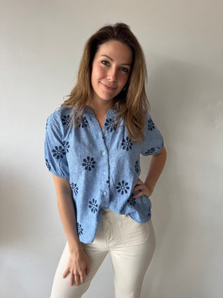Blue flowered top
