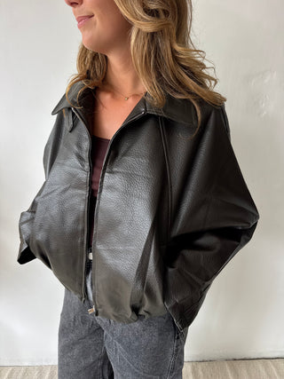 Coffee leather jacket