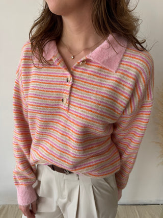 Pink orange soft polo knit