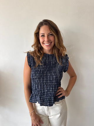 Navy smock top