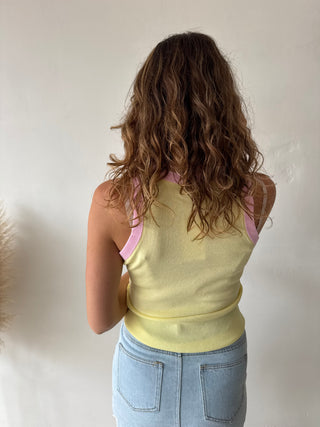 Pink details yellow top