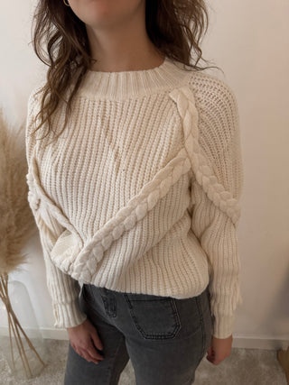 Beige cable knit