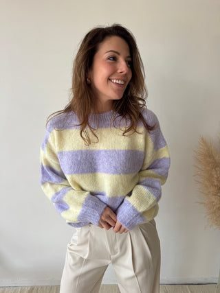 Yellow lila striped knit