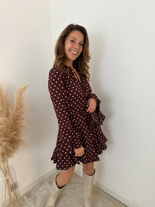 Polka dot brown dress
