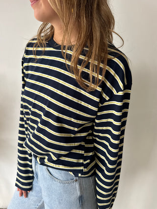 Blue yellow striped longsleeve