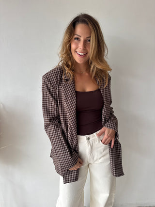 Brown checked blazer
