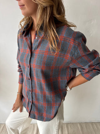 Grey orange checked shirt