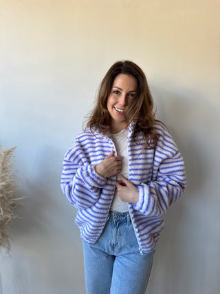 Lila blue striped zipper vest