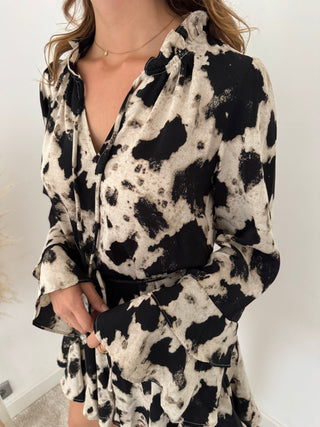 Cow print flowy dress