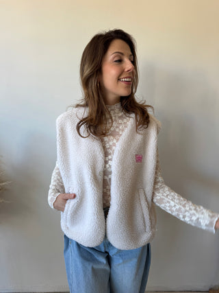 Beige teddy vest