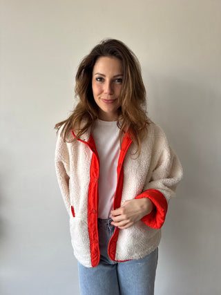 Orange teddy reversible jacket