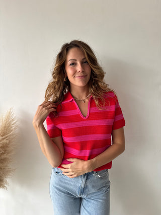 Fuchsia pink striped top